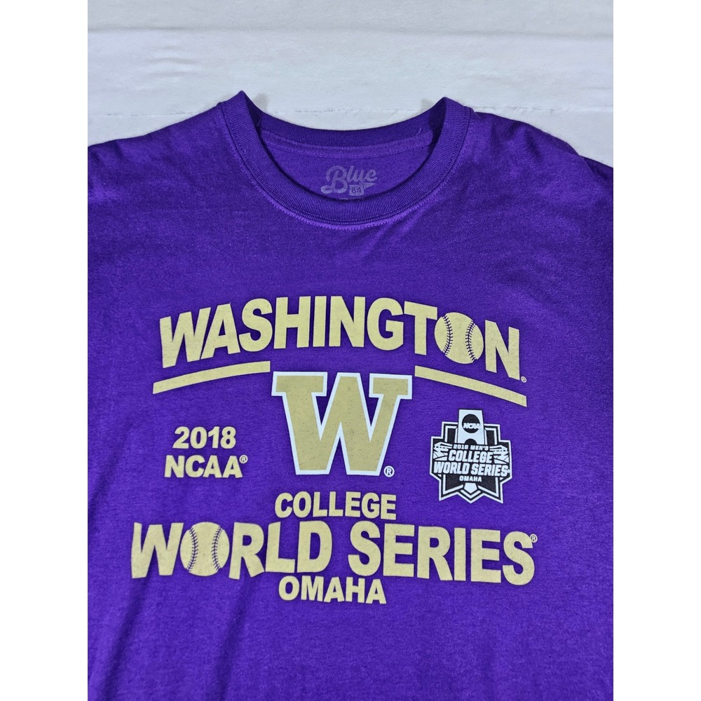 Blue 84 Washington Huskies 2018 NCAA College World Series T-Shirt Purple XXL - Picture 1 of 7